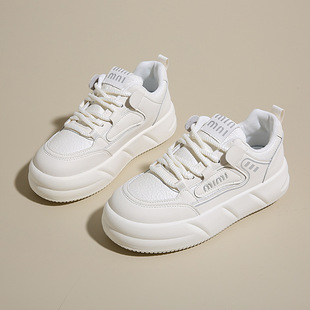 Spring 2025 New Explosions Women's White Shoes Korean Breathable Fashion Board Shoes Increased Slim Thick Sole Shoes