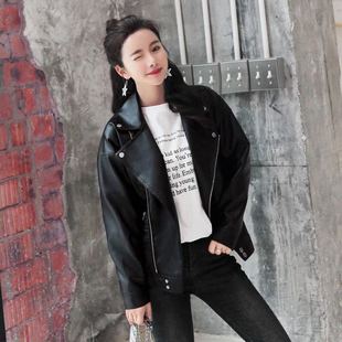 Leather coat for women Spring and Autumn 2024 new short Korean style slimming bf style loose Korean style Foreign trade motorcycle break for women