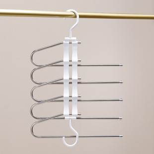 Multifunctional Storage Movable Clothes Rack U-Shaped Five-Tube Foldable Telescopic Magic Non-Slip Pants Rack with Anti-Slip Design