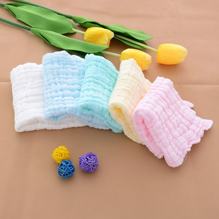 New baby cotton six-layer gauze square 25*25 seersucker handkerchief absorbent kindergarten baby saliva towel