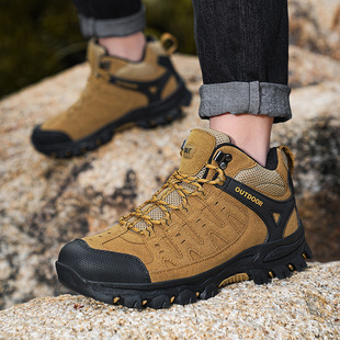 Mid-high top new outdoor cross-border plus size fashion outdoor rock climbing hiking shoes non-slip hiking men's shoes wear-resistant and durable