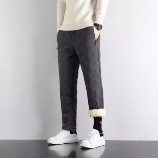 Men's Lamb Fleece Casual Pants Autumn and Winter Cold-proof Warm Cotton Pants New Upgraded Three-layer Windproof Cold-proof Sports Pants
