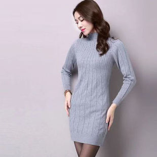 Imitation Mink Cashmere Sweater Women's Autumn and Winter Semi-high Neck Loose Slim-fit Mid-length Pullover Korean Style Knitted Skirt Base Shirt Trendy