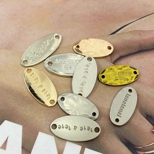 Hardware Oval Logo Jeans Jacket Logo Hand-stitched Button Garment Accessories Engraving Decorative Alloy Letter Nameplate