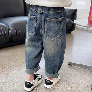 Boys and Girls Jeans Western-style Loose Children's Harem Pants Baby's Carrot Pants Casual Ripped Long Pants Spring and Autumn