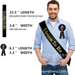 Bachelor party bride to be ceremonial straps chestband groom to be ceremonial straps chestband