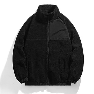 Cross-border Autumn and Winter Lamb Wool fleece-lined Thickened Jacket Couple Casual Fleece Collar Loose Warm Jacket for Men
