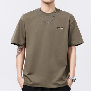 Summer black thin 240g black technology cool ice skin trend short sleeve T-shirt men's loose plus size printed T-shirt