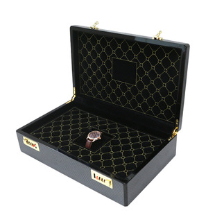 Foreign trade live watch box paint box rhombus pattern carbon braze dimensional double password lock watch display box gift box