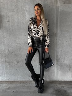Processing custom European and American leather pants zipper slim PUleggings independent station AliExpress ins Polish style women's pants