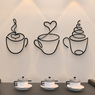 Creative Coffee Wall Hanging Cafe Decorations Home Iron Crafts Interior Wall Decoration Wall Iron Painting