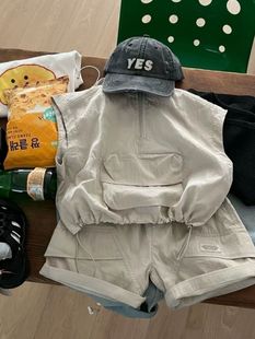 [94% favorable rating] boys' fashion fried street suit 2025 summer children's little boys handsome hooded