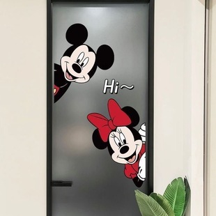 Cartoon Mickey home glass electrostatic stickers toilet shop sliding door anti-collision stickers cute electrostatic stickers