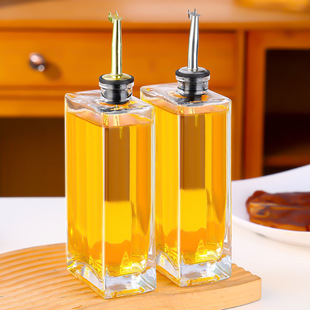 Wholesale custom Amazon cross-border 16oz glass olive oil bottle oil controller 500 ml square side mouth oil pot