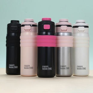 New high-value double-drink thermos cup 316 stainless steel bounce cup outdoor large-capacity portable portable accompanying cup