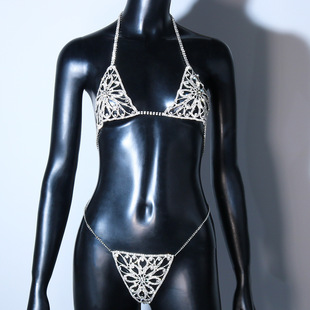 Cross-Border fashion rhinestone flower-shaped bra emotional appeal nightclub sexy diamond chest chain Body chain women's Body chain