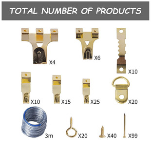 Manufacturer cross-border 250pcs metal reinforced photo frame hook combination suit photo hanging pendant picture frame storage accessories