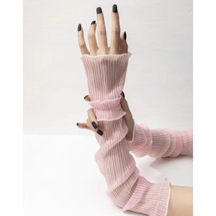 Lace Sunscreen Sleeves Women's UV Arm Protective Arm Sleeves Ice Silk Summer Sleeves Driving Gloves Thin Riding Gloves