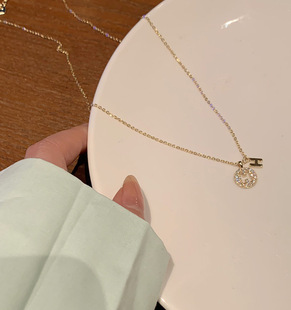 C199 Japanese and Korean Style ins Fashionable Simple Full Diamond Letter H Pendant Necklace New Style Elegant Clavicle Chain Women's Neck Chain