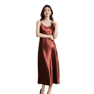 YY2588 High-grade Satin Sling dress 2025 Spring and Summer New Sexy Base Dress Women's Long Skirt