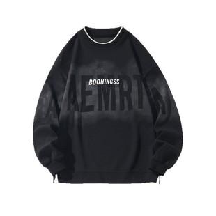 Heavy Round Neck Long Sleeve T-Shirt Men's Spring and Autumn Fashion Brand Loose Youth High School Junior High School Student Sweatshirt Top Clothes
