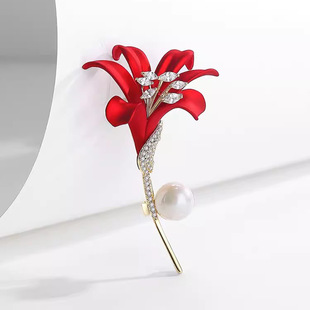 Red Kapok Brooch High-end Women's Elegant Elegant Suit Pin Luxury All-match Corsage Evening Dress Accessories