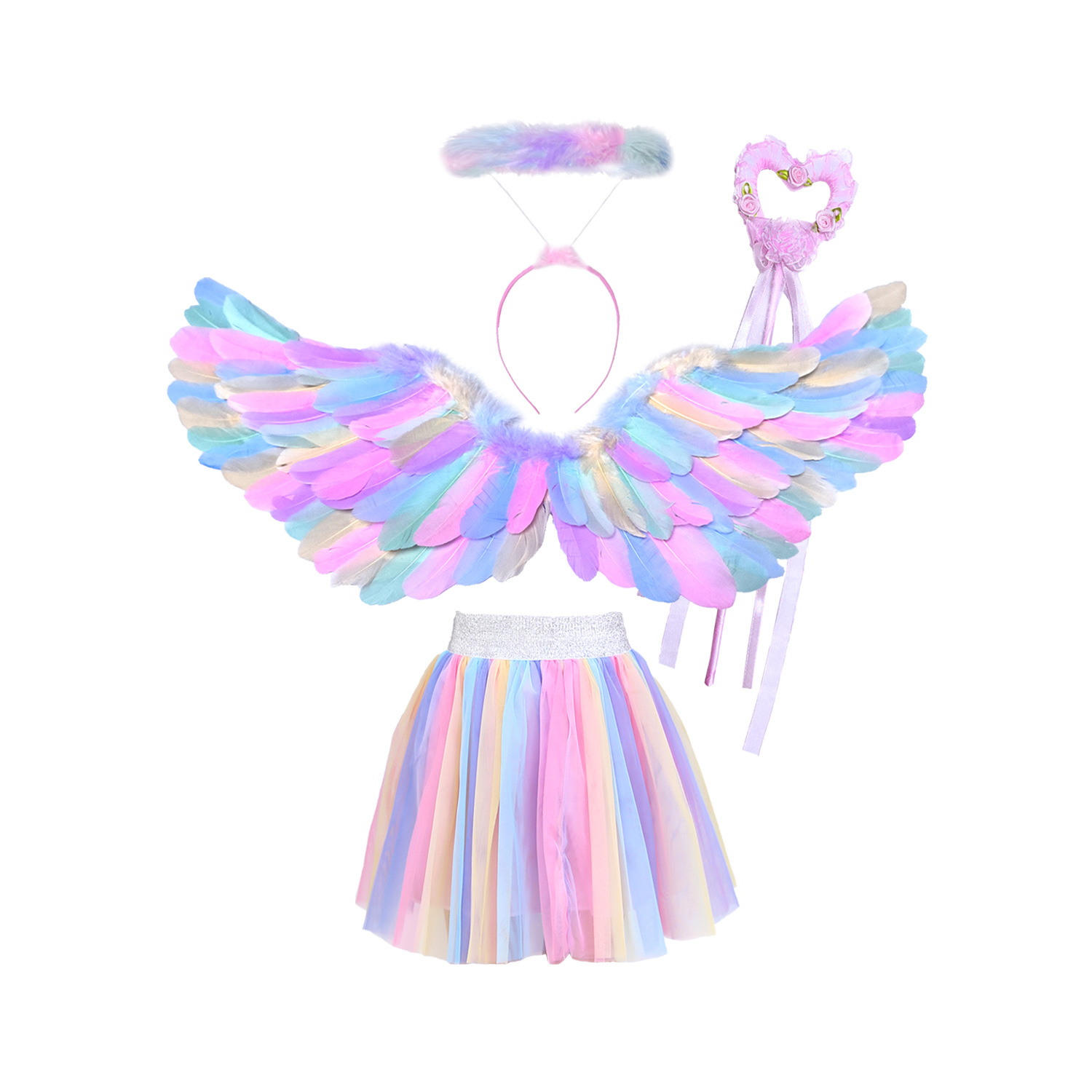 Macaron-Colored Angel Feather Wings for Children and Adults, Photo Shoot and Runway Outfit, Fairy Wings Props