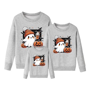Trick or treat little devil pumpkin Halloween halloween fleece-lined sweater parent-child European and American style