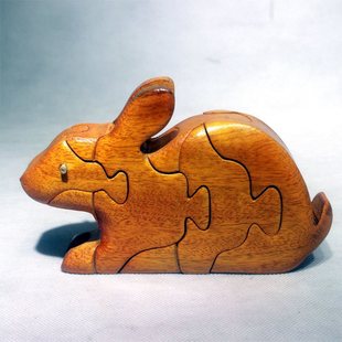 Internet Celebrity Handmade Solid Wood Animal Zodiac Mortise and Tenon Structure Building Blocks Assembled Ornaments Children's Intelligence Toys Puzzle