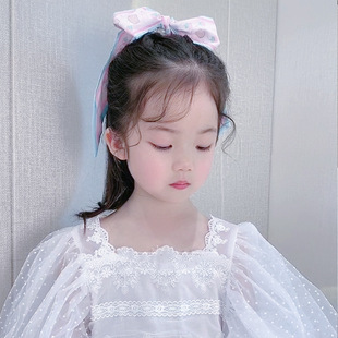 Sweetheart coco Sweet Silk Scarf Hair Band Children's Hair Bow Ribbon Girl's Pastoral Fresh Hair Accessories