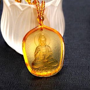 Glaze Necklace Manjusri Bodhisattva Pendant Green Mother Medicine Master Buddha Guanyin Men and Women Pendant Female Ancient Glaze God of Wealth