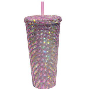 Plastic Cup New Double Layer Creative Gradient Mermaid Tail Suction Tube Cup Durian Cup Electroplated Color Sequin Water Cup