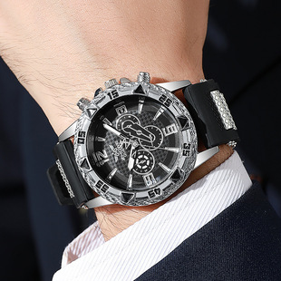 New Cross-border Business Blu-ray Men's Watch Men's Watch Large Dial Quartz Watch Silicone Strap Manufacturers in stock