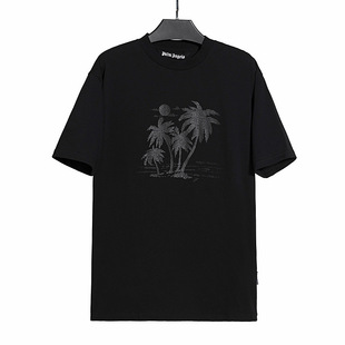 Европейский и американский прилив palm angels высокое качество Palm unisex та же футболка с хлопчатобумажным принтом для мужчин с короткими рукавами