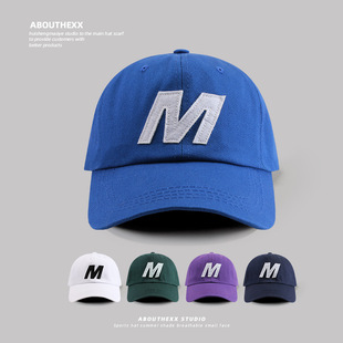 Hat Women's South Korea Ins Same Style M Letter Casual Baseball Cap All-Match Face Show Small Couple Curved Cornice Cap Trendy Men