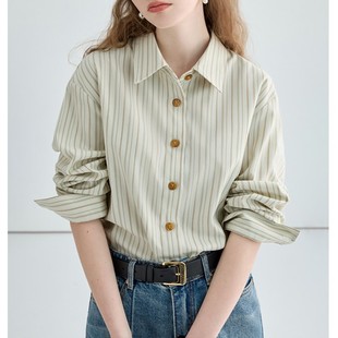 Striped Shirt Women's Design Sense Niche Loose Slim Long Sleeve Top 2024 Spring and Autumn New