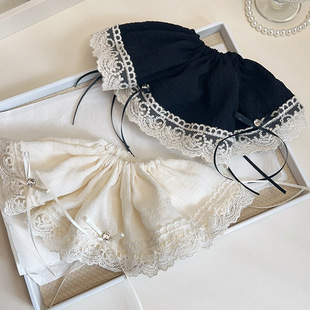 Spring and summer new rhinestone bow lace large intestine hair ring sweet fabric horsetail hair rope fashion head rope