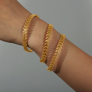 Chic Style Fashionable Simple Personality Niche Elegant All-match Jewelry Wheat Ear Design Sense Titanium Steel Gold-plated Bracelet