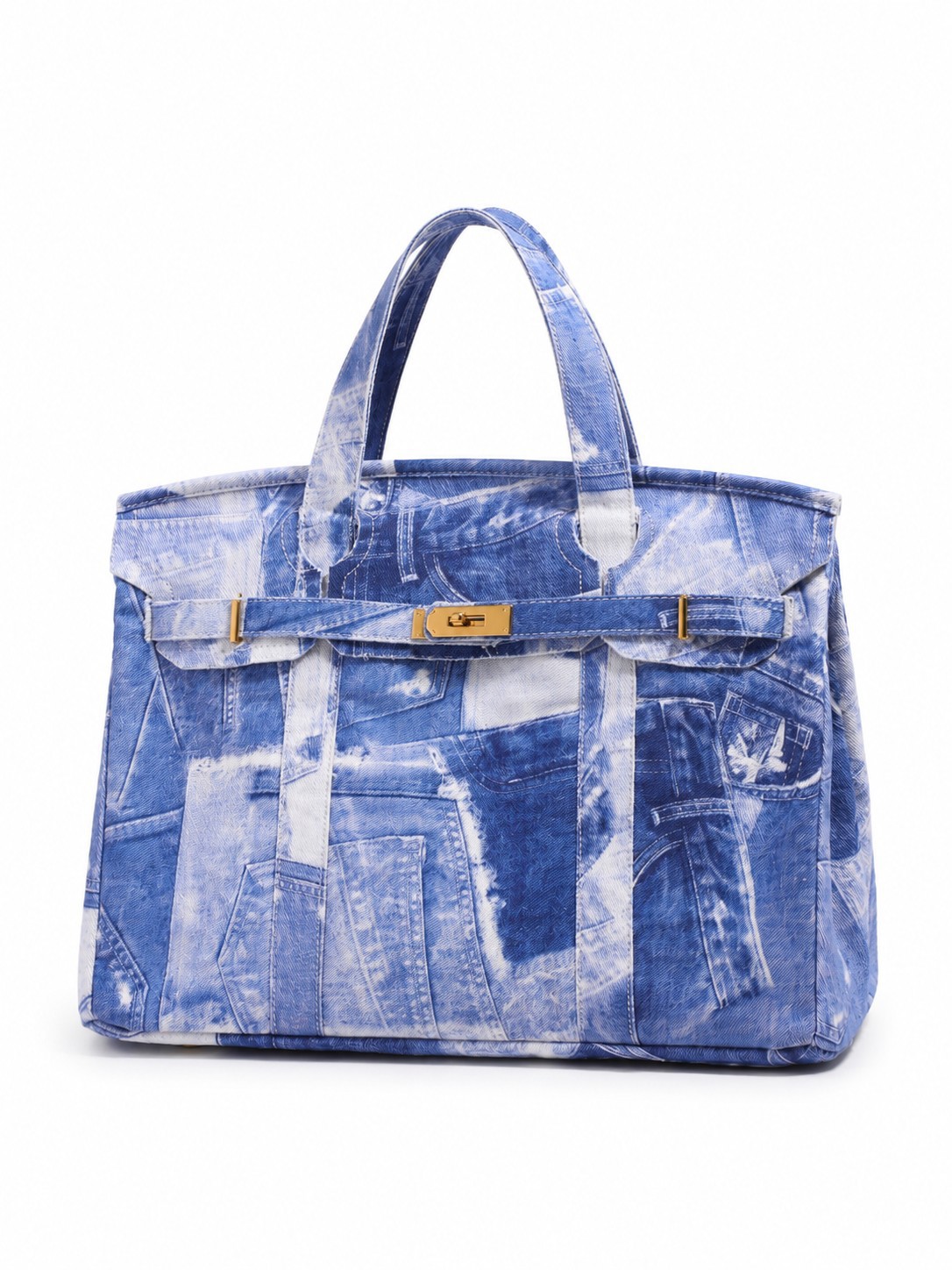 In stock, this cross-border trending canvas Birkin bag boasts a sophisticated color-blocked design, making it a versatile and stylish tote bag perfect for commuting.