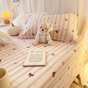 Spinning Old Coarse Bed Sheet Three-Piece Set Wholesale Thickened Bed Sheet Pillowcase Three-Piece Forged Card Bedding Home Dormitory Bed Sheet
