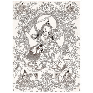 Thangka Painting Gold Hanging Painting Wisdom Manjusri Bodhisattva Line Draft Digital Oil Color Filling diy Hand-painted Gift Oil Painting