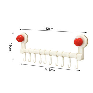 Kitchen Hooks in a Row Wall-Mounted Suction Cup Punch-Free Multi-Functional Kitchen Utensil Rack Spoon Shovel Storage Rack
