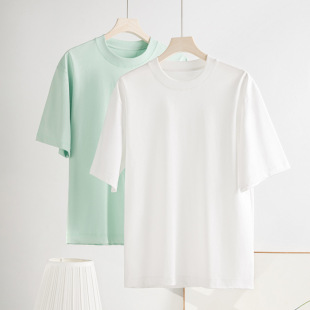 Summer Ice Cotton Short-sleeved T-shirt Women's Japanese and Korean-style Casual Loose 2024 New Style Dopamine Wear Couples Trendy Top