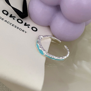 Colorful Drop Glaze Enamel 925 Sterling Silver Ring Women's Niche Simple Ins Style Light Luxury High-grade Color-free Ring Ring