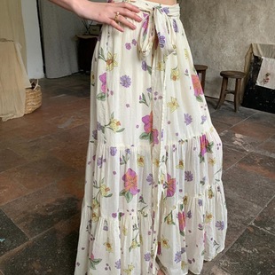 French Floral Skirt Slim-fit Short-sleeved T-shirt Women's 2024 Summer New Korean Fashion Trendy suit
