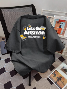 Spring and Summer 2025 New Printed Men's and Women's Couple's Gender-free Wear Heavy-weight Loose Casual National Fashion Short-sleeved T-shirt