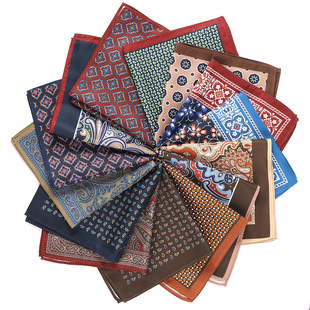 New England Vintage Pattern Pocket Square Men's Suit Handkerchief Pocket Square Polyester Printed Dress Breast Square