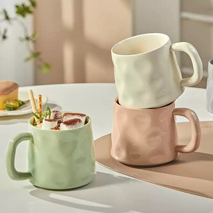 Hand-Kneaded Milk Yellow Style Ceramic Mug Household Ceramic Water Cup Creative Cup High-End Accessible Luxury Couple Breakfast Coffee