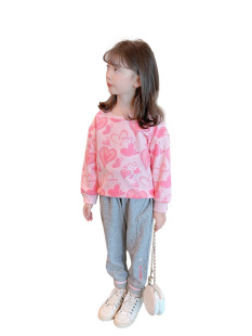 Foreign Trade Kidsren's Clothing Wholesale Girls Sweatshirts Spring & Fall 2023 New Kidsren's Little Girls Fashionable Long-sleeved Tops Trendy