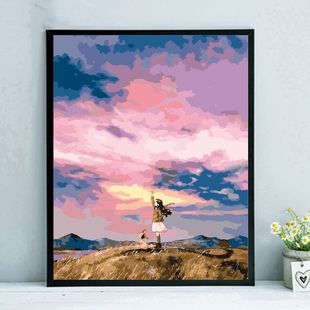 Цифровая живопись маслом diy пейзажный цветок Япония Фудзияма вишневый цвет рисованной раскраски гостиная большая декоративная масло